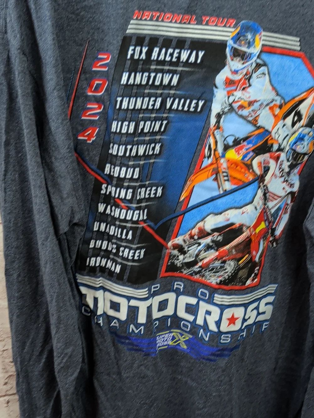 Men's Dark Heather Gray MotoCross Graphic Long-Sleeve Large Nwt New